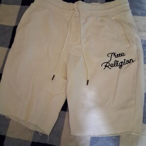 True Religion Men's Cream Shorts